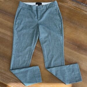 Banana Republic Women's 0P Petite Ryan Teal Green Herringbone Tailored Pants‎